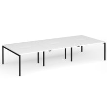 Load image into Gallery viewer, Connection 6 Person 3600mm Bench Desk In White Finish with Black Legs