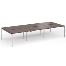 Load image into Gallery viewer, Connection 6 Person 3600mm Bench Desk In Walnut Finish with Silver Legs