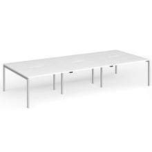 Load image into Gallery viewer, Connection 6 Person 3600mm Bench Desk In White Finish with Silver Legs