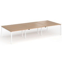 Load image into Gallery viewer, Connection 6 Person 3600mm Bench Desk In Beech Finish with White Legs