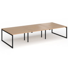 Load image into Gallery viewer, Connection 3600mm Box Frame Bench Desk in Beech Finish with Black Legs