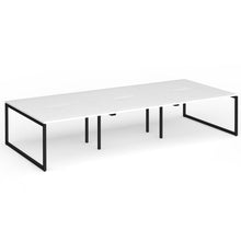Load image into Gallery viewer, Connection 3600mm Box Frame Bench Desk in White Finish with Black Legs