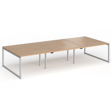 Load image into Gallery viewer, Connection 3600mm Box Frame Bench Desk in Beech Finish with Silver Legs