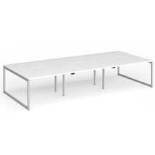 Load image into Gallery viewer, Connection 3600mm Box Frame Bench Desk in White Finish with Silver Legs