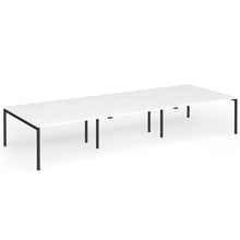 Load image into Gallery viewer, Connection 6 Person 4200mm Bench Desk In White Finish with Black Legs