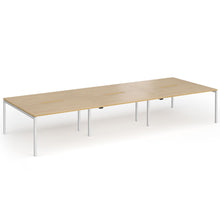 Load image into Gallery viewer, Connection 6 Person 4200mm Bench Desk In Oak Finish with Silver Legs