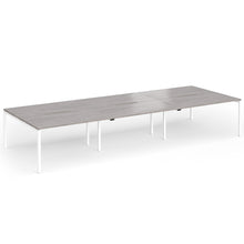 Load image into Gallery viewer, Connection 6 Person 4200mm Bench Desk In Grey Oak Finish with White Legs