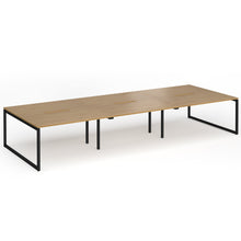 Load image into Gallery viewer, Connection 4200mm Box Frame Bench Desk in Oak Finish with Black Legs