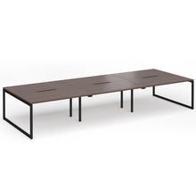 Load image into Gallery viewer, Connection 4200mm Box Frame Bench Desk in Walnut Finish with Black Legs