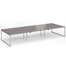 Load image into Gallery viewer, Connection 4200mm Box Frame Bench Desk in Grey Oak Finish with Silver Legs