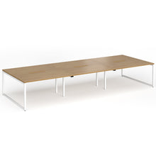 Load image into Gallery viewer, Connection 4200mm Box Frame Bench Desk in Oak Finish with White Legs