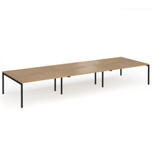 Load image into Gallery viewer, Connection 6 Person 4800mm Bench Desk In Oak Finish with Black Legs
