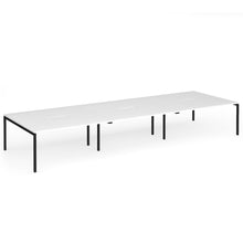 Load image into Gallery viewer, Connection 6 Person 4800mm Bench Desk In White Finish with Black Legs
