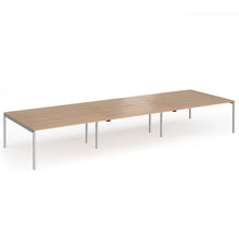 Load image into Gallery viewer, Connection 6 Person 4800mm Bench Desk In Beech Finish with Silver Legs