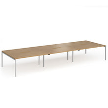 Load image into Gallery viewer, Connection 6 Person 4800mm Bench Desk In Oak Finish with Silver Legs