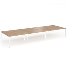 Load image into Gallery viewer, Connection 6 Person 4800mm Bench Desk In Beech Finish with White Legs