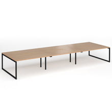 Load image into Gallery viewer, Connection 4800mm Box Frame Bench Desk in Beech Finish with Black Legs