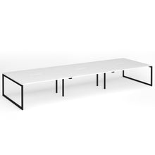 Load image into Gallery viewer, Connection 4800mm Box Frame Bench Desk in White Finish with Black Legs