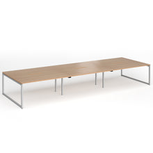 Load image into Gallery viewer, Connection 4800mm Box Frame Bench Desk in Beech Finish with Silver Legs