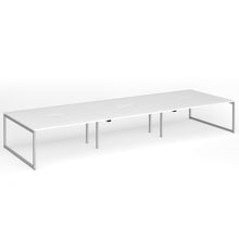 Load image into Gallery viewer, Connection 4800mm Box Frame Bench Desk in White Finish with Silver Legs