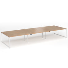 Load image into Gallery viewer, Connection 4800mm Box Frame Bench Desk in Beech Finish with White Legs