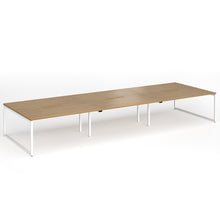 Load image into Gallery viewer, Connection 4800mm Box Frame Bench Desk in Oak Finish with White Legs