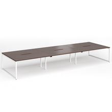 Load image into Gallery viewer, Connection 4800mm Box Frame Bench Desk in Walnut Finish with White Legs