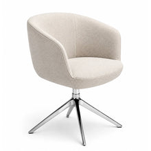 Load image into Gallery viewer, Cove Swivel Chair Without Wheels Finished in Light Grey Fabric (Front Angled View)