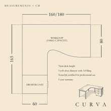 Load image into Gallery viewer, Curva Corner Desk Dimensions Diagram