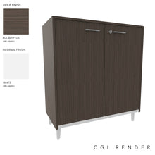 Load image into Gallery viewer, Vero Low Office Cabinet in Eucalyptus Finish with White Legs