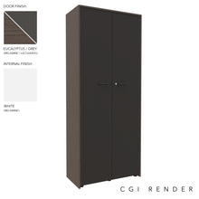 Load image into Gallery viewer, Vero Full Height Storage Cabinet in Eucalyptus and Shadow Grey finish with Standard Feet