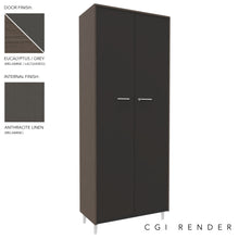 Load image into Gallery viewer, Vero Full Height Storage Cabinet in Eucalyptus, Grey and Anthracite Finish with White Legs