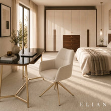 Load image into Gallery viewer, Elian Swivel Desk Chair in Cream and Walnut Luxury Bedroom
