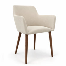 Load image into Gallery viewer, Elva Bedroom Desk Chair in Beige Fabric with Walnut Legs