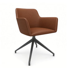 Load image into Gallery viewer, Elva Desk Chair Without Wheels, Anthracite Base & Whiskey Genuine Leather Finish