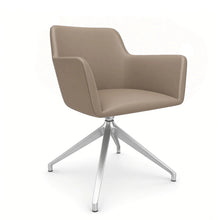 Load image into Gallery viewer, Elva Desk Chair Without Wheels, Silver Base & Dark Beige Genuine Leather Finish