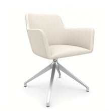 Load image into Gallery viewer, Elva Desk Chair Without Wheels, Silver Base & Warm Ivory Genuine Leather Finish