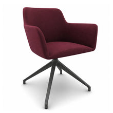Load image into Gallery viewer, Elva Leather Office Chair (No Wheels) in Wine Red with Anthracite Base