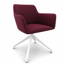 Load image into Gallery viewer, Elva Leather Office Chair (No Wheels) in Wine Red with White Base