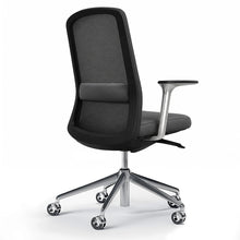 Load image into Gallery viewer, Embrace Genuine Leather Task Chair with Mesh Back (Anthracite Leather) - Rear View