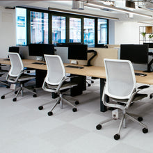 Load image into Gallery viewer, Silver and White Eva Ergo Chairs Open Office
