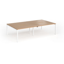 Load image into Gallery viewer, Connection 2800mm 4 Person Bench Desk in Beech Finish with With White Legs