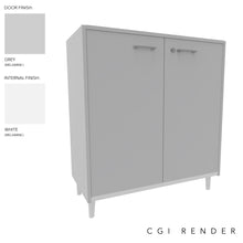 Load image into Gallery viewer, Vero Low Office Cabinet in Grey Finish with White Legs