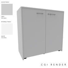 Load image into Gallery viewer, Vero Low Office Cabinet in Grey Finish with Standard Feet