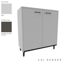 Load image into Gallery viewer, Vero Low Office Cabinet in Grey and Anthracite Finish with Grey Legs
