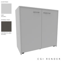 Load image into Gallery viewer, Vero Low Office Cabinet in Grey and Anthracite Finish with Standard Feet