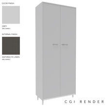 Load image into Gallery viewer, Vero Full Height Storage Cabinet in Grey and Anthracite Finish with White Legs