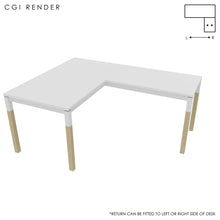Load image into Gallery viewer, Duo 140 x 180 (CM) Corner Desk White with Oak & White Legs