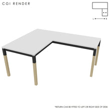 Load image into Gallery viewer, Duo 140 x 180 (CM) Corner Desk White with Shadow Grey & Oak Legs