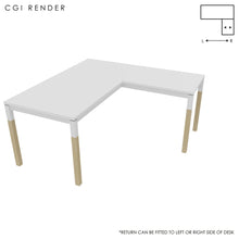Load image into Gallery viewer, Duo 160 x 160 (CM) Corner Desk White with Oak & White Legs